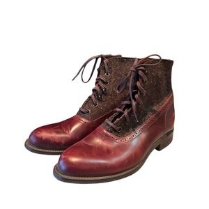 Wolverine 1000 Mile Marcelle Boots Men's 10 Leather Harris Tweed Lace Up